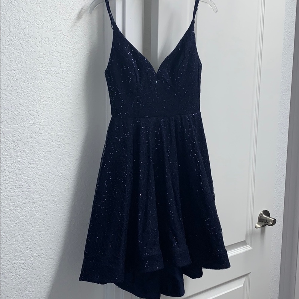 Dark Navy Blue Sparkly Sequin Dress
